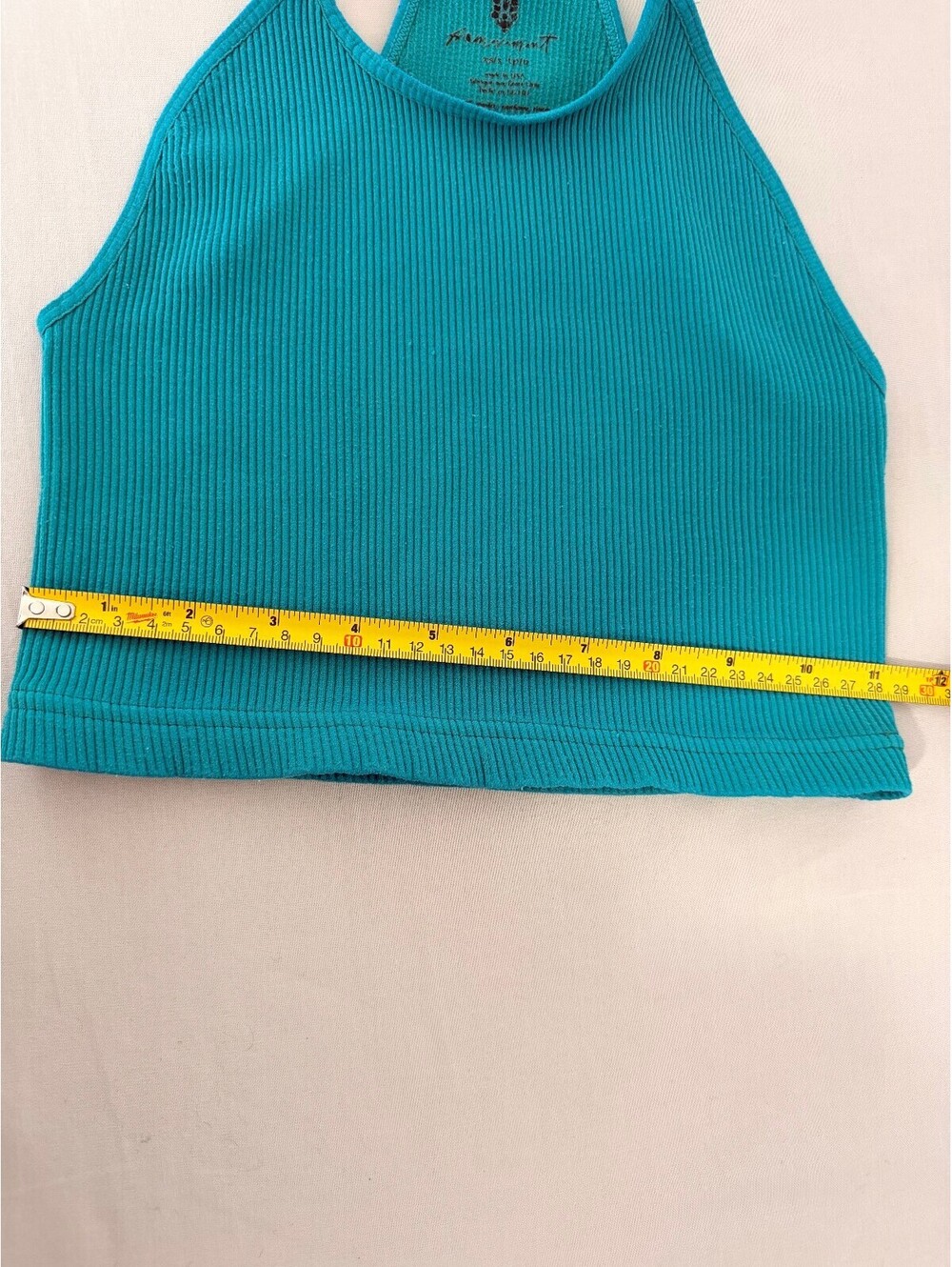FP Movement XS/S Turquoise Ribbed Racerback Cropped Tank Top - Picture 6 of 6